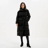 Avessia | Oversized Collar Belted Quilted Puffer Coat