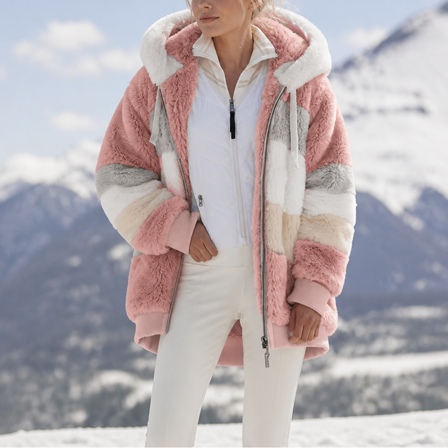 Furvella | Color-Block Oversized Faux Fur Coat – Cozy Layer for Women