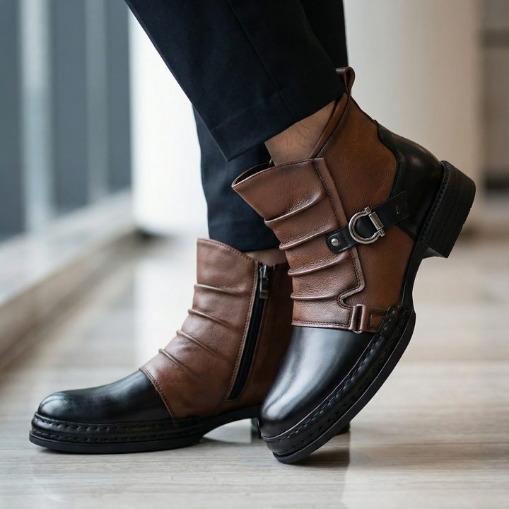 Cavalier | Two-Tone Ankle Boots – Stylish Slip-On Design for Women