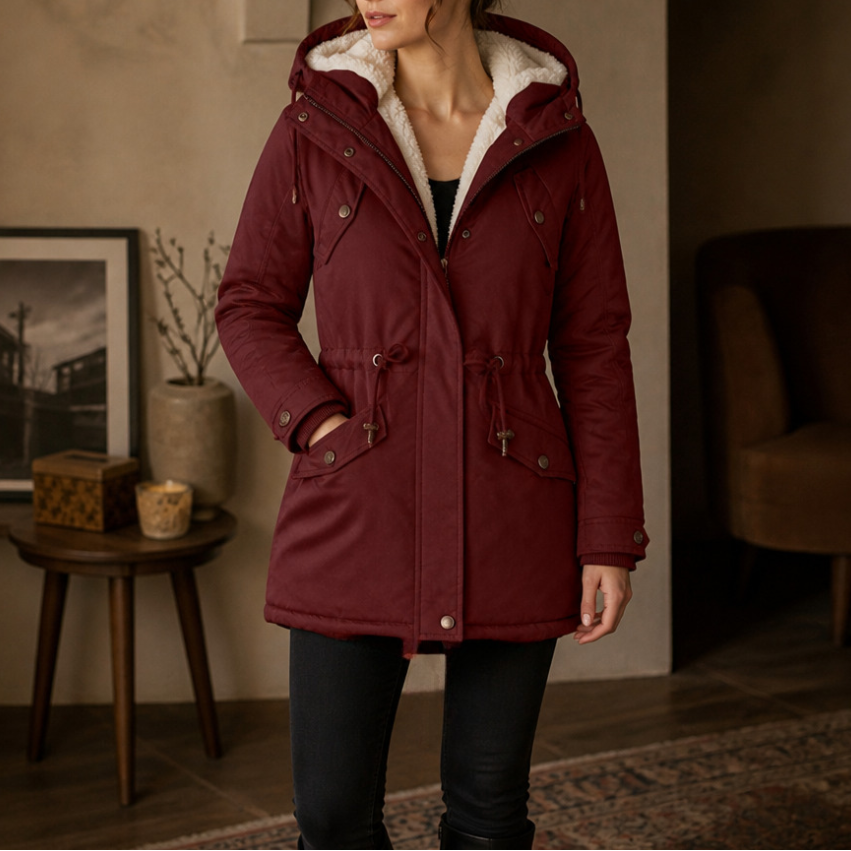 Warmbella | Padded Parka – Fleece-Lined Waist-Defining Style
