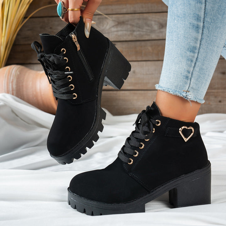 Alurelle | Schicke Schnürstiefeletten mit Blockabsatz für Damen
