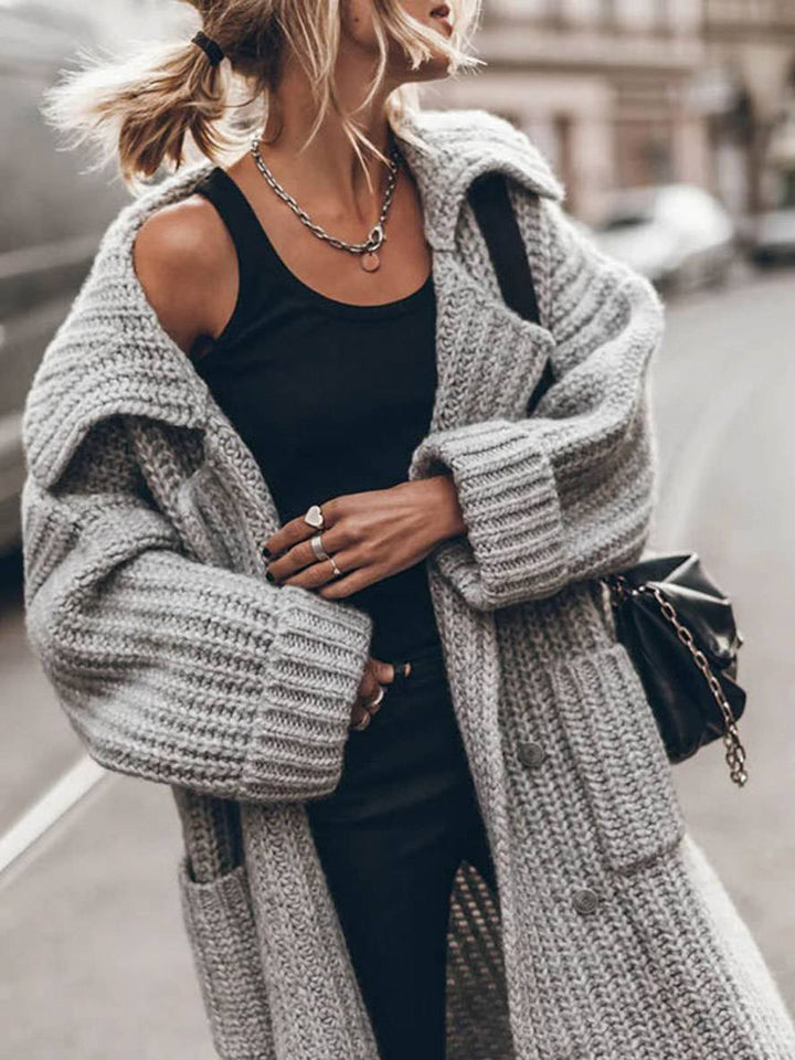 Marielle | Lange Strickjacke mit grobem Rippenmuster
