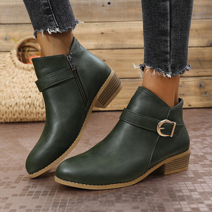 Velmira | Women's Elegant Buckle Detail Chelsea Ankle Boot
