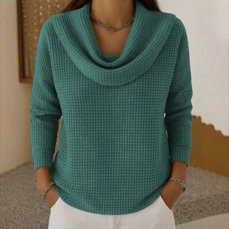 Evelyn | Pullover aus Waffelstrick mit Schalkragen