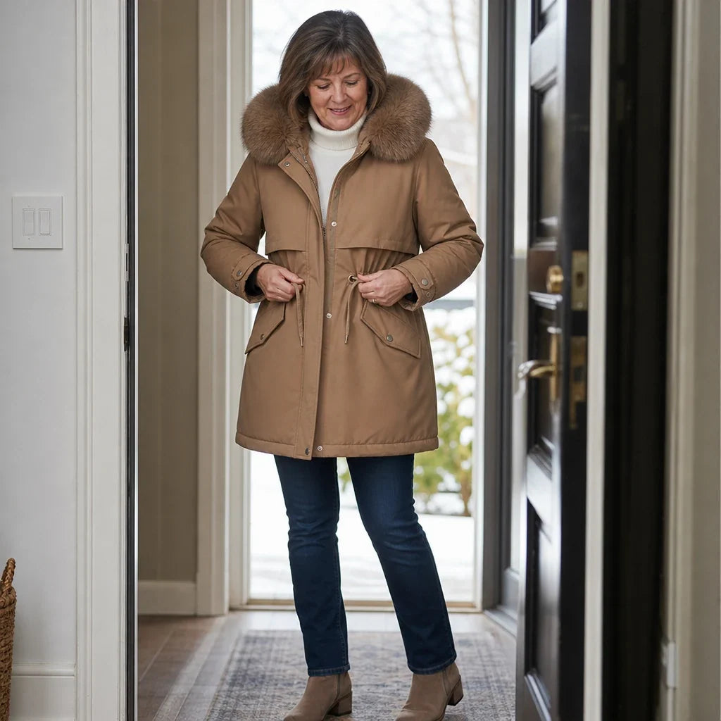 Velora | Plush-Lined Mid-Length Parka – Stylish Warmth for Women