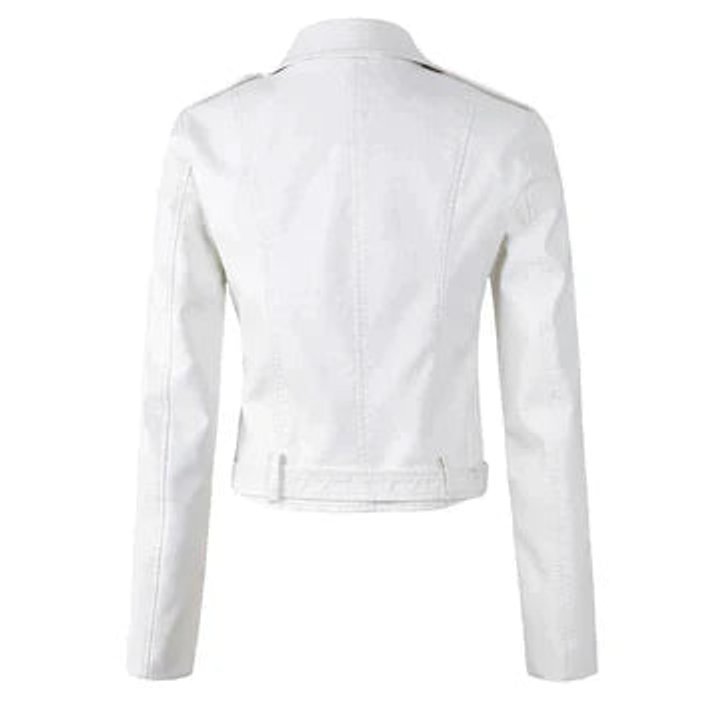 Rosie | Cropped Biker Faux Leather Jacket – Edgy Moto Style for Women