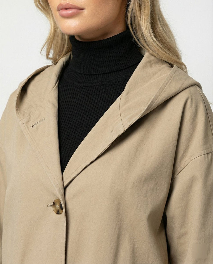Elena | Women's Elegant Long Waterproof Hooded Trench Coat
