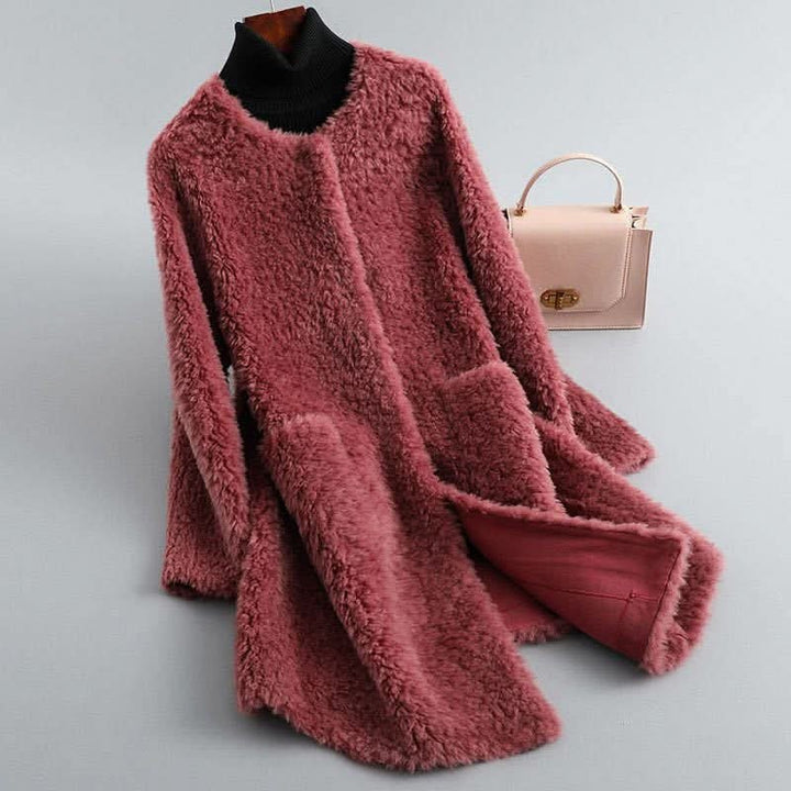 Hollmere | Shearling Coat – Elegant Draped Silhouette