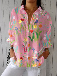Dahlia | Botanical Floral Relaxed V-Neck Blouse