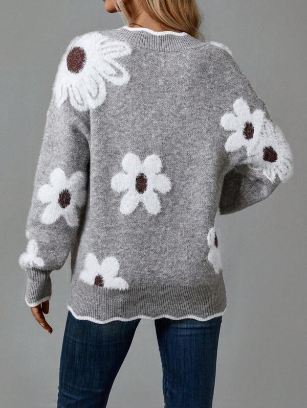 Penelope | Maglione con scollo a V floreale