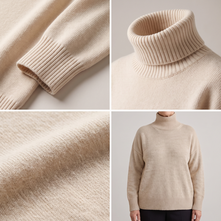 Isabella | Cashmere Sweater – Elegant High-Neck Design for Women