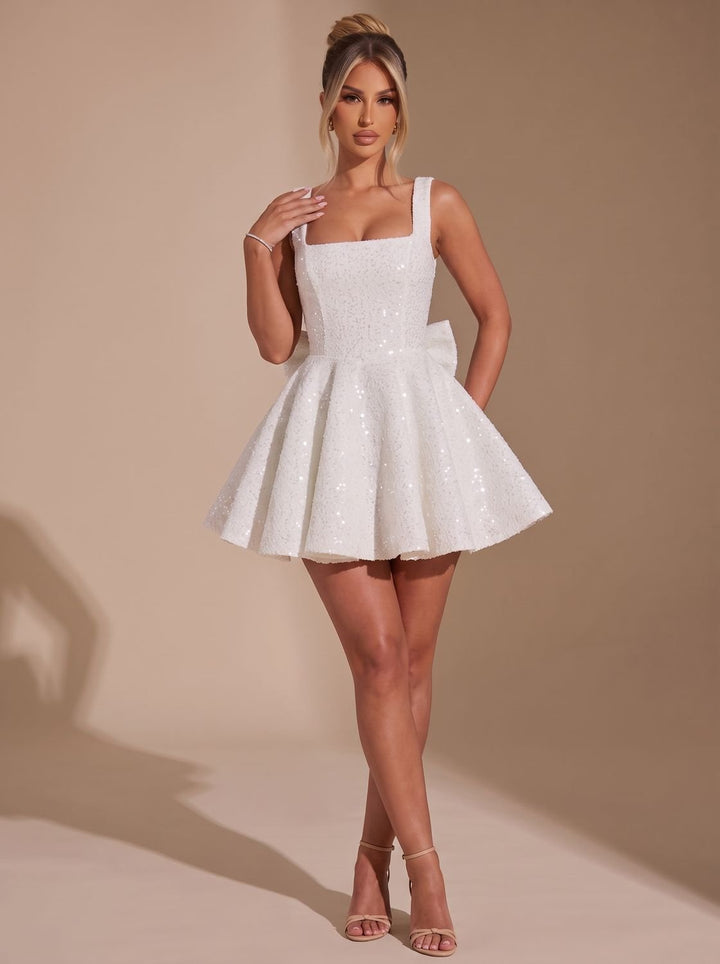 Victoria | Sequin Fit-and-Flare Bow Dress for Women