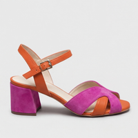 Solene | Scarpe con tacco largo imbottite e blocchi di colore, ispirate ai modelli ortopedici