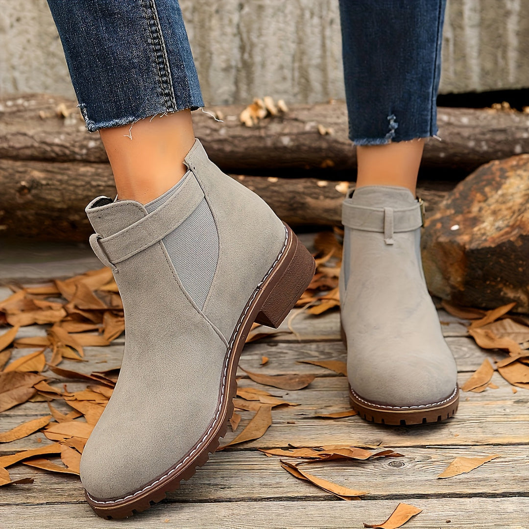 Evelina | Women's Chic Buckle Strap Chelsea Ankle Boots
