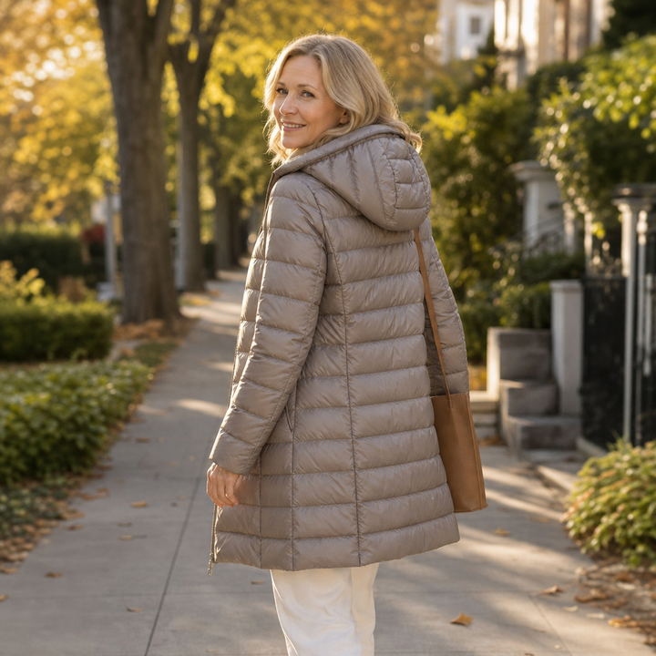 Veluna | Long Puffer Coat – Quilted Warmth for Women