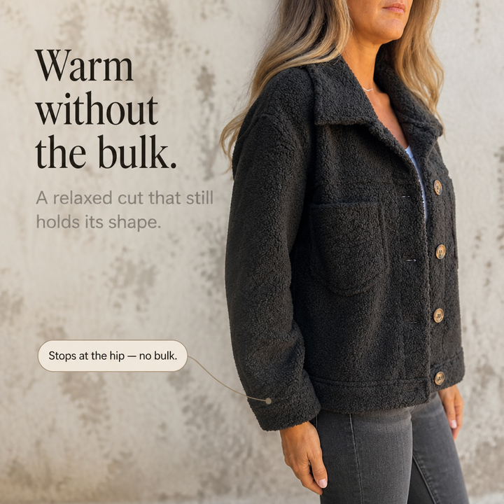 Ariane | Curly Faux Fur Jacket – Cozy Button-Front Design