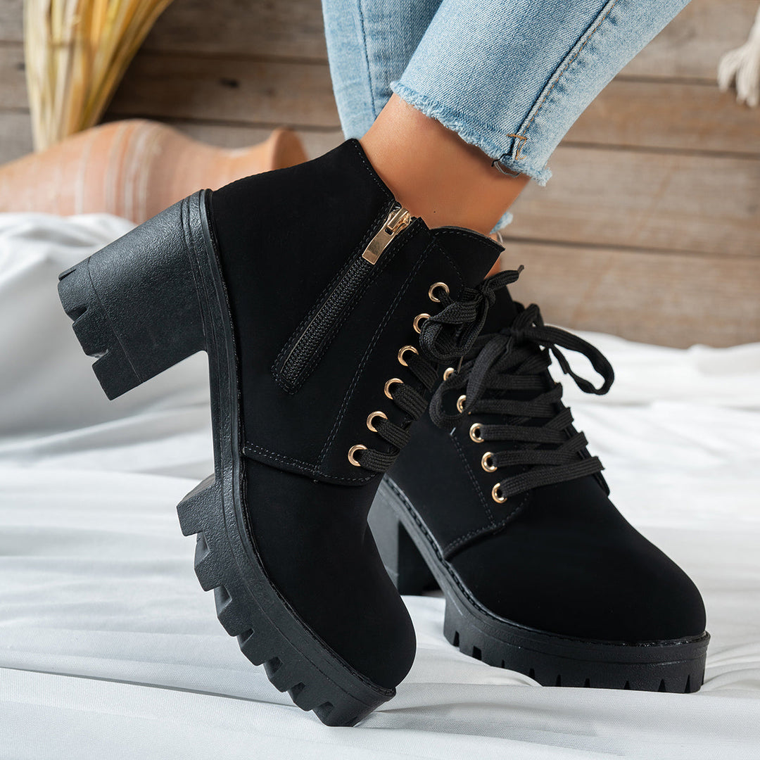 Alurelle | Schicke Schnürstiefeletten mit Blockabsatz für Damen