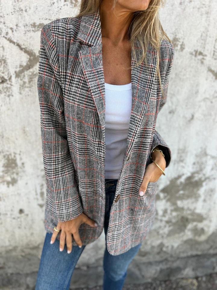 Vivian | Women's Classic Plaid Cotton Casual Blazer