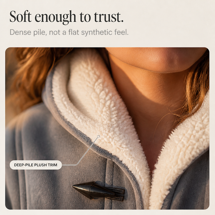 Plushbelle | Faux Shearling Hooded Winter Coat – Cozy Style for Women