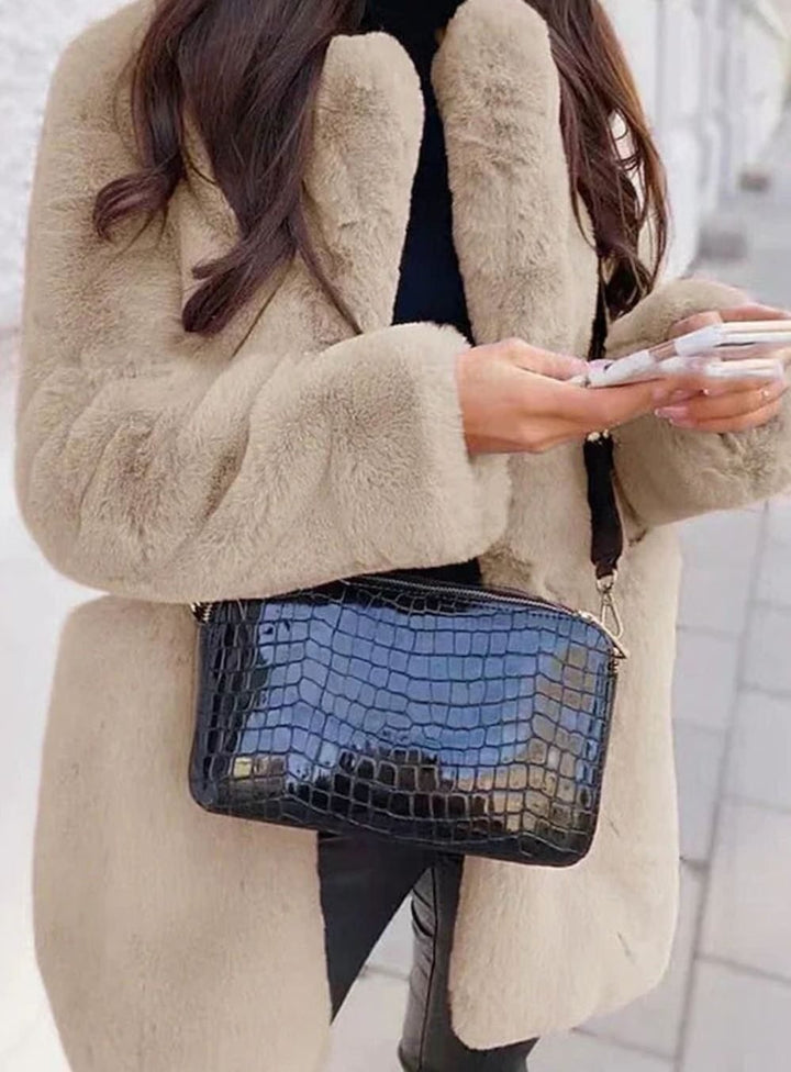 Lunara | Faux Fur Coat – Long Open Front Style for Women