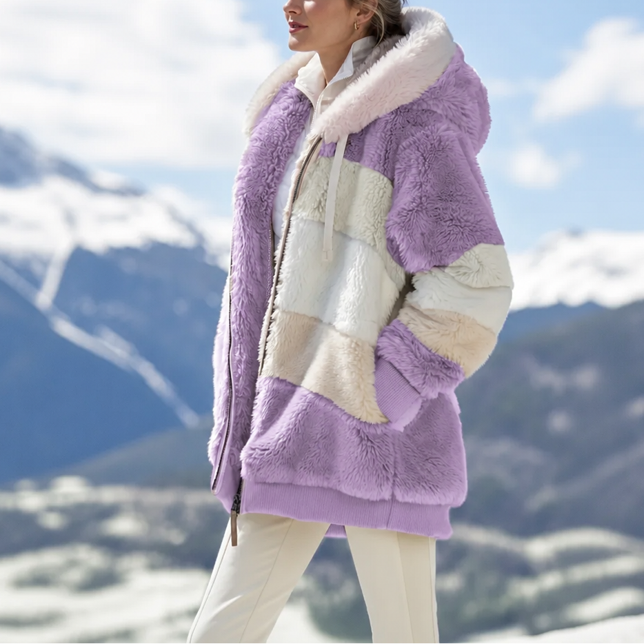 Furvella | Color-Block Oversized Faux Fur Coat – Cozy Layer for Women