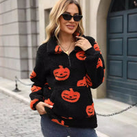 Willow | Plush Pumpkin Pocketed Halloween Sweater