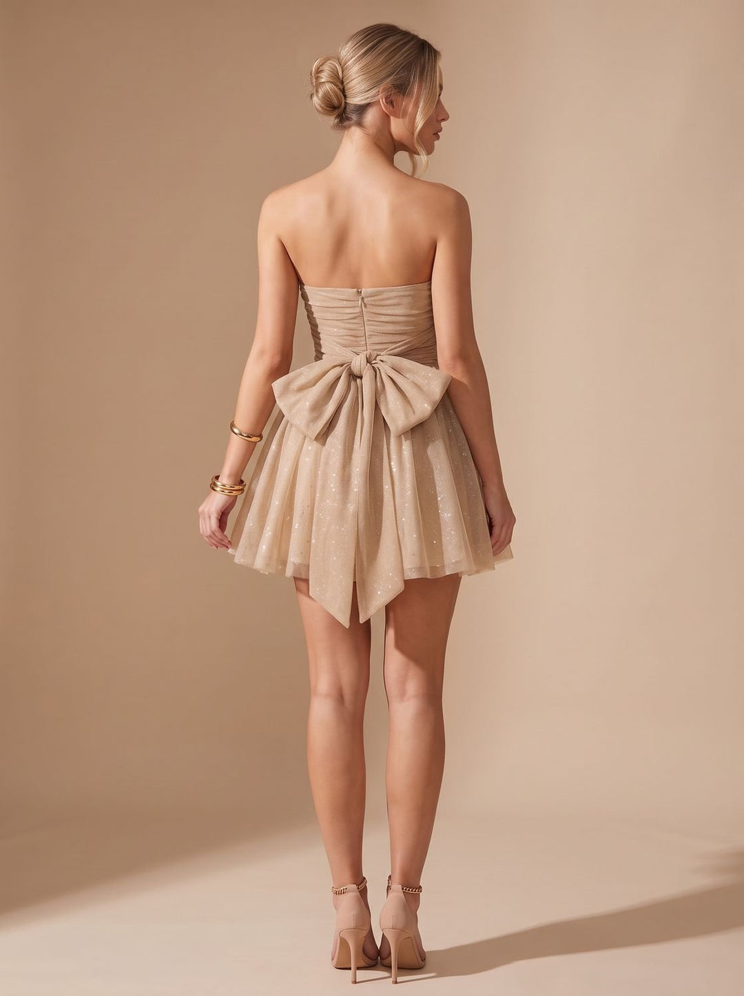 Mira | Glitter Mini Dress – Strapless Bustier Style for Women