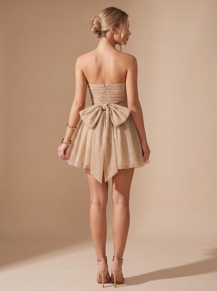 Mira | Glitter Mini Dress – Strapless Bustier Style for Women