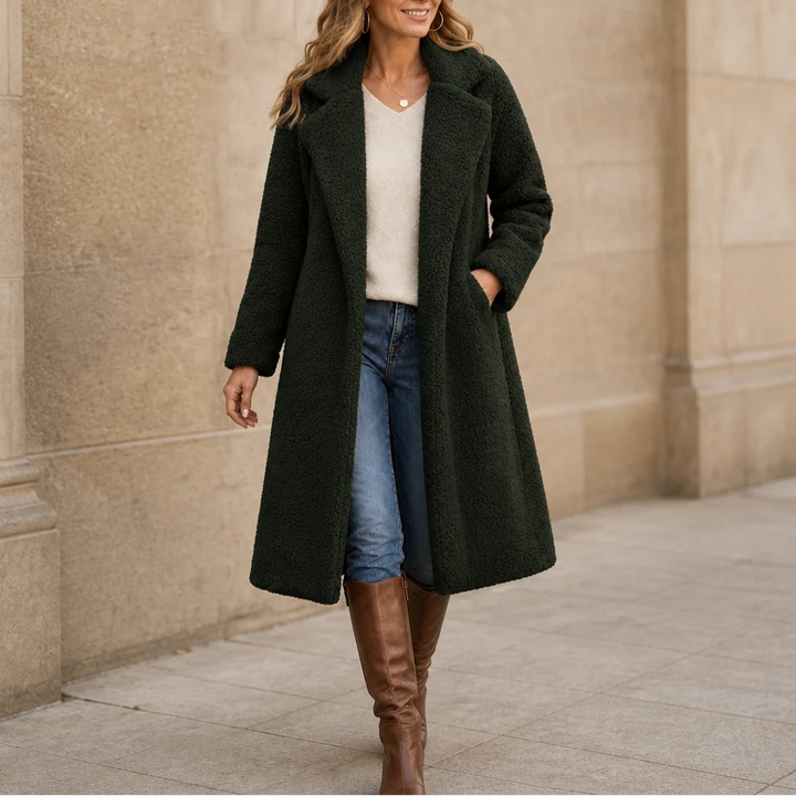 Velora | Long Teddy Coat – Plush Cozy Layer for Women