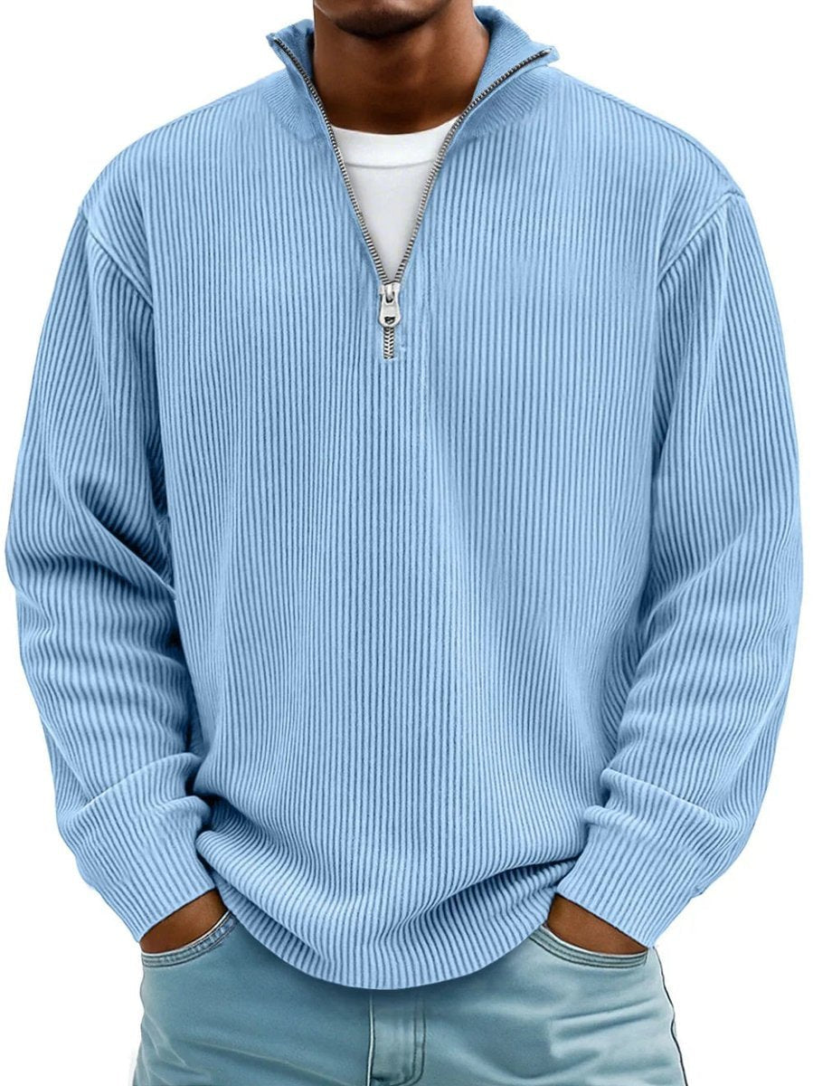 Simeon | Quarter-Zip Pullover Sweater for Men – Stylish Ribbed Design