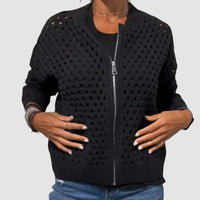 Aveline | Cardigan con zip in maglia traforata