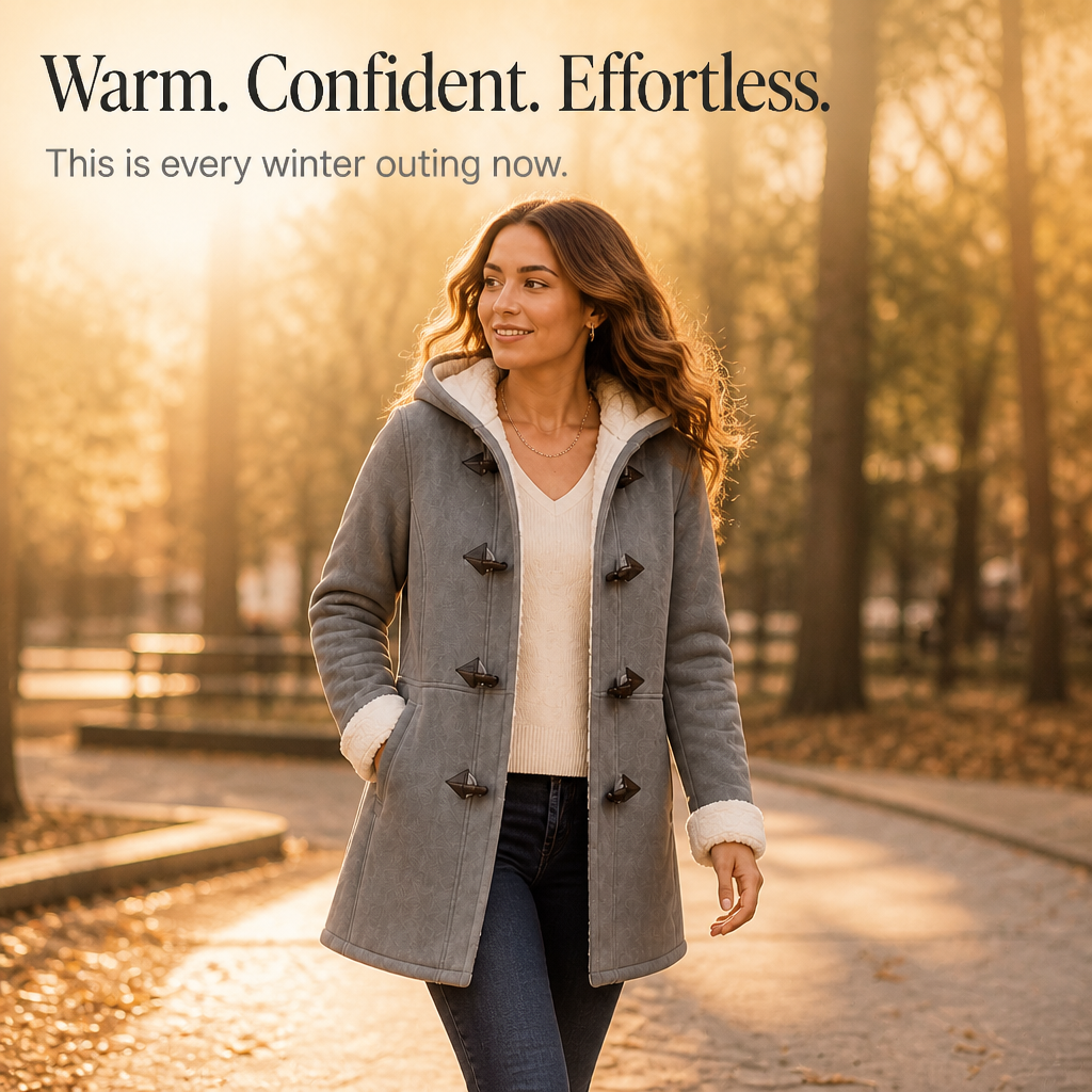 Plushbelle | Faux Shearling Hooded Winter Coat – Cozy Style for Women