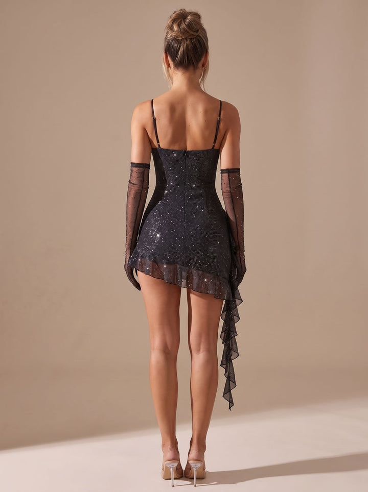 Charlotte | Glitter Ruffle Mini Dress – Holiday Party Style for Women