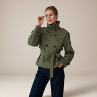 Elodie | Belted Double-Breasted Cotton Blend Trench Coat