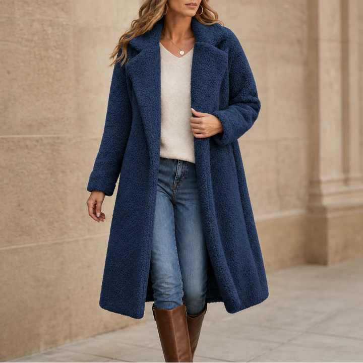 Velora | Long Teddy Coat – Plush Cozy Layer for Women