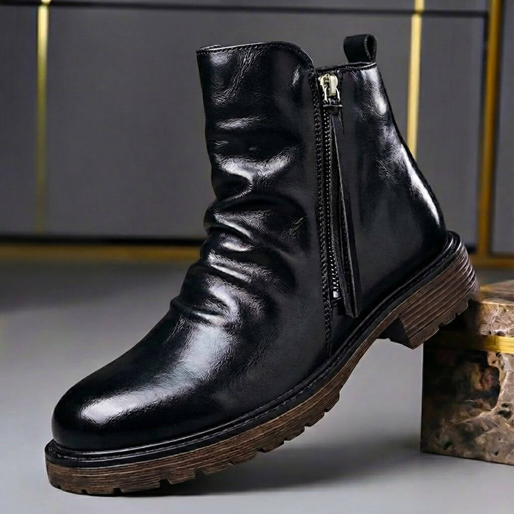 Matteo | Waxed Italian-Leather Side-Zip Ankle Boots - Image 4