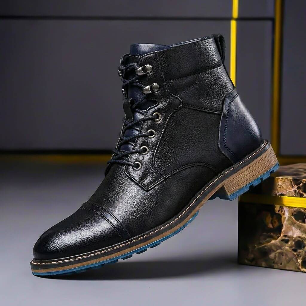 Everett | Two-Tone Leather Lace-Up Ankle Boots - Image 6