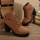 Elowen | Women's Stylish Lace-Up Block Heel Ankle Boots