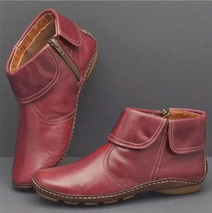 Clara | Waterproof Leather Comfort Ankle Boots with Side Zip