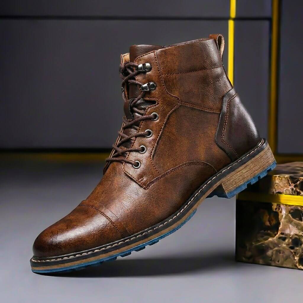 Everett | Two-Tone Leather Lace-Up Ankle Boots - Image 2