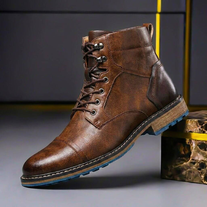 Everett | Two-Tone Leather Lace-Up Ankle Boots - Image 2