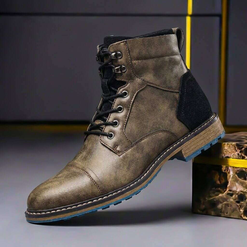 Everett | Two-Tone Leather Lace-Up Ankle Boots - Image 4