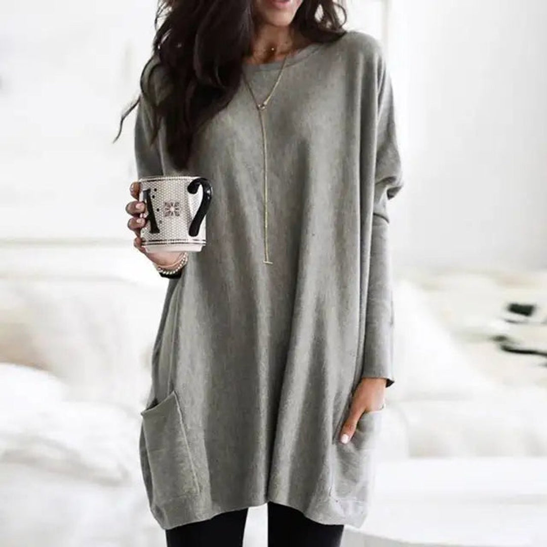 Aurelia | Oversized Pocket Long-Sleeve Tunic Sweater