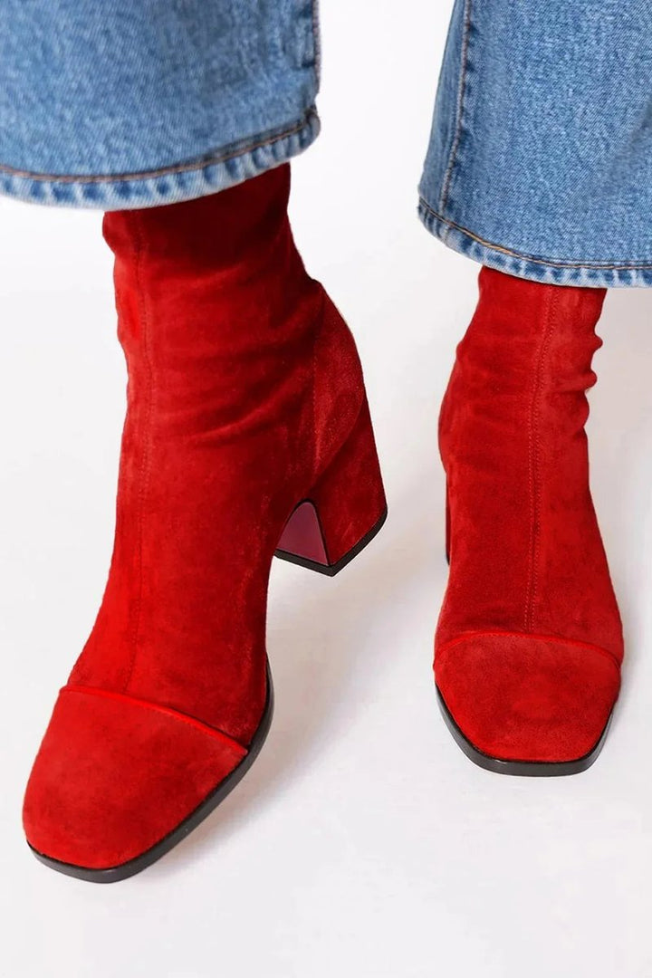 Velmira | Women's Bold Suede Leopard-Toe Ankle Boots