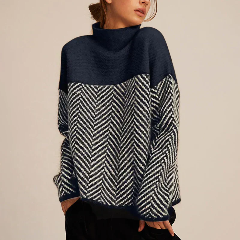 Seraphina | Chevron Knit Turtleneck Sweater