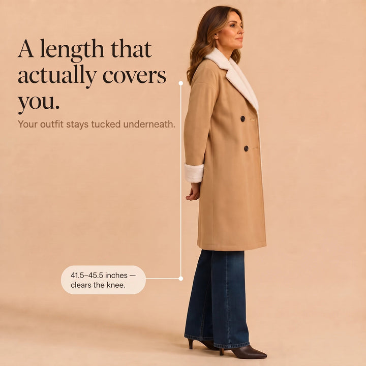 Ellis | Sherpa-Lined Winter Coat – Classic Camel Style for Women
