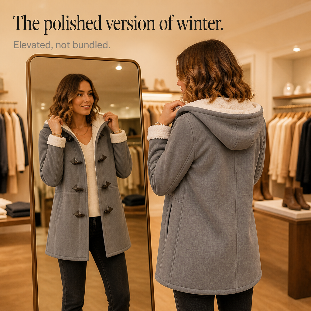 Plushbelle | Faux Shearling Hooded Winter Coat – Cozy Style for Women