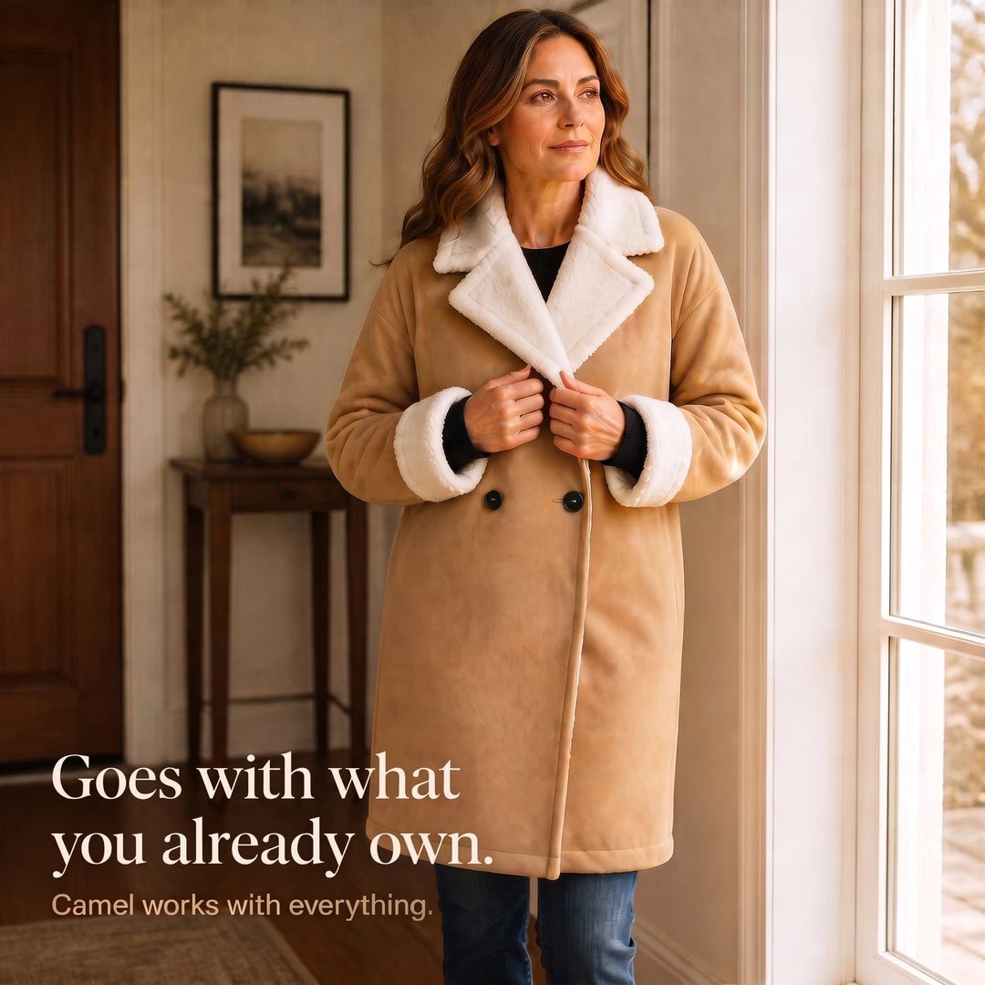Ellis | Sherpa-Lined Winter Coat – Classic Camel Style for Women