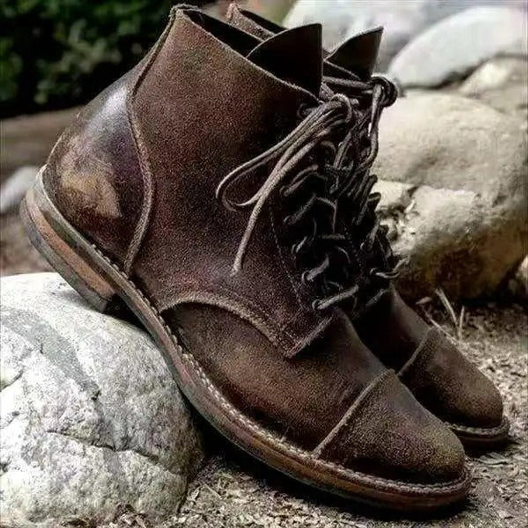Cadenza | Men's Rugged Cap-Toe Leather Ankle Boots