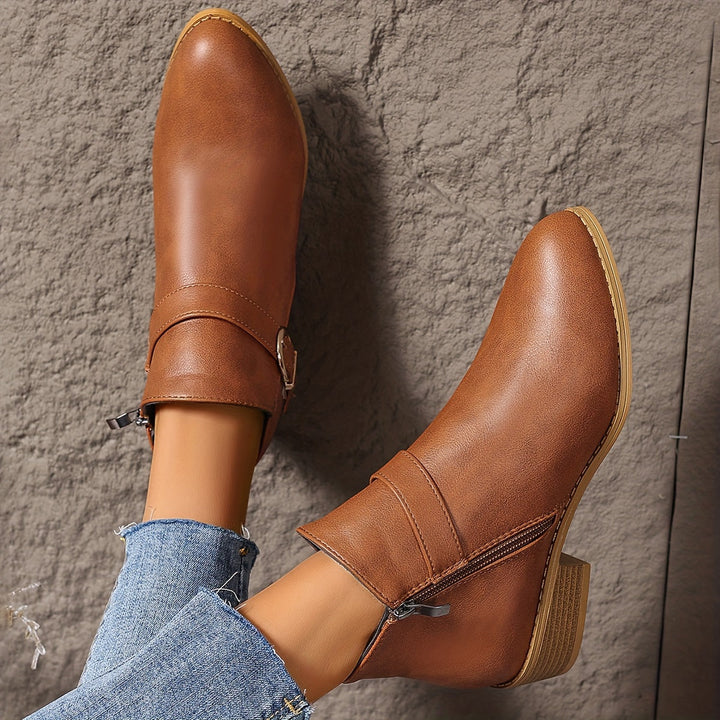 Velmira | Women's Elegant Buckle Detail Chelsea Ankle Boot